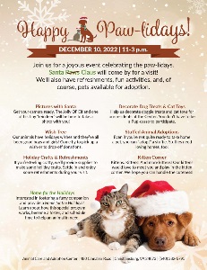 Montgomery County Animal Care and Adoption Center's Happy Paw-lidays Event Flyer