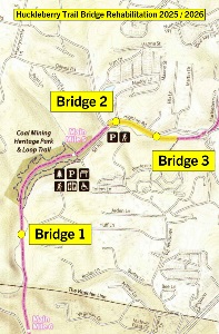 Huckleberry Trail Construction Update - March 2026 Map Huckleberry Trail Construction Update - March 2026 Map